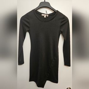 Black asymmetrical long sleeve dress, XS